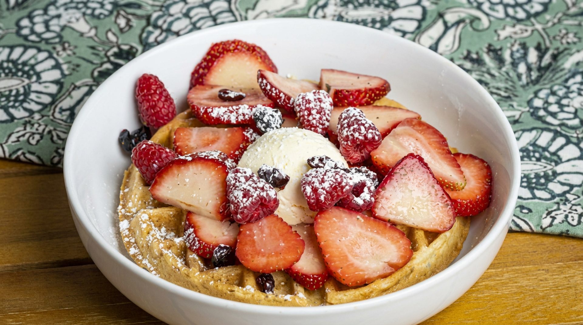 Waffles with fresh fruit